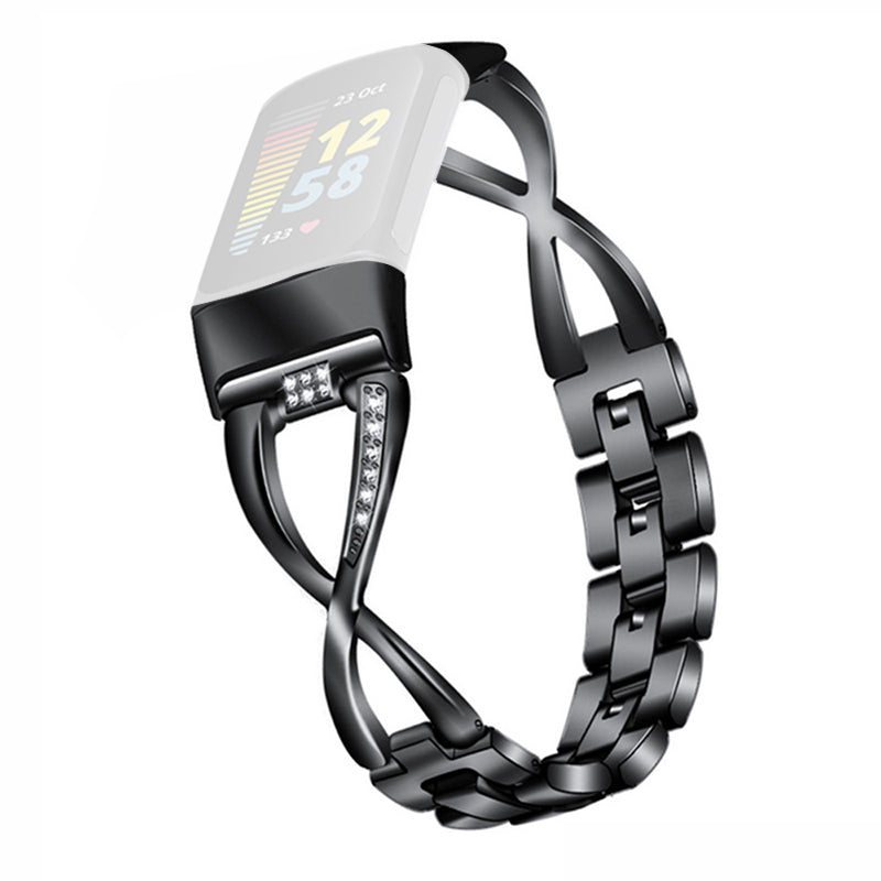 For Fitbit Charge 3 4 Universal Watch Strap Metal Watch Band with Decoration for Girls For Fitbit Charge 3 4 Universal Watch Strap Metal Watch Band with Decoration for Girls